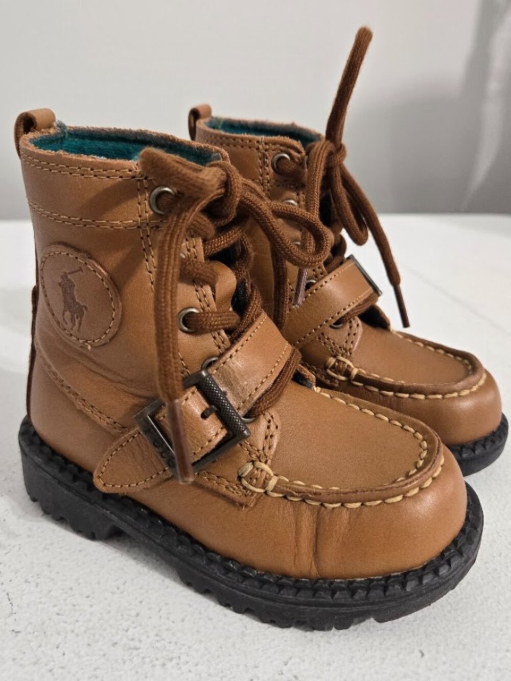 Polo Ralph Lauren Boys Ranger Hi II Boots Tan Leather Sz 6 Leon Toddler Preppy